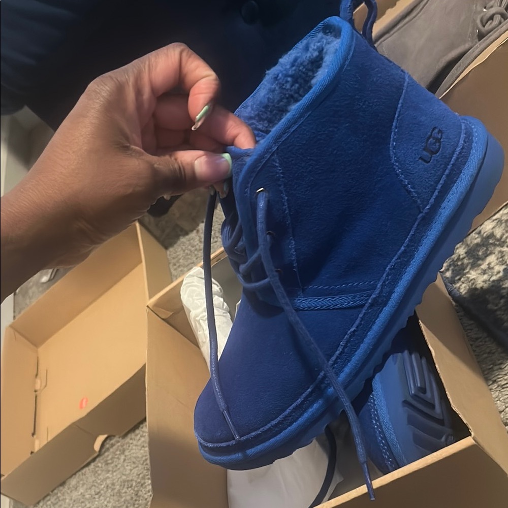 UGG Boys Classic Blue Suede Lace-Up Boot
